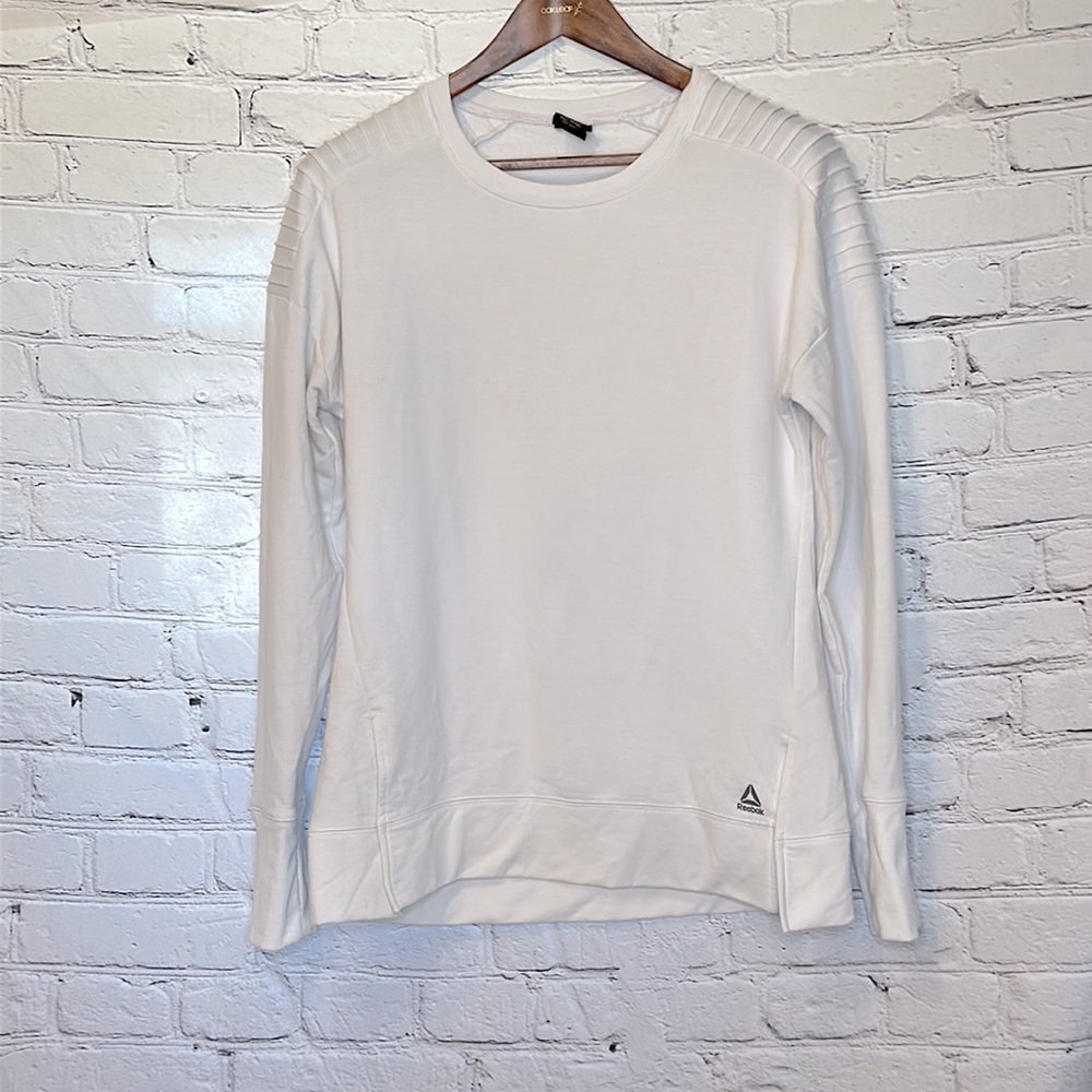 Reebok White Long Sleeve Pullover Top Size Medium Excellent Condition